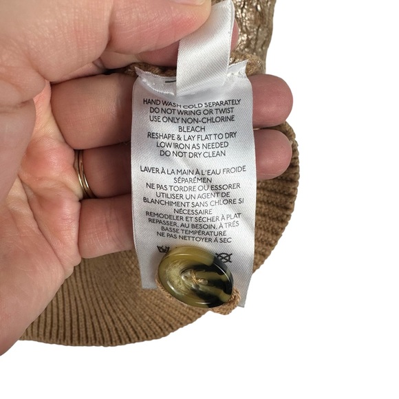 Pilcro Anthropologie Sz S Tan Gold Metallic Cable Knit Tunic sweater - Picture 5 of 14